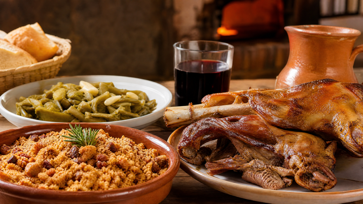 Mesa bodega aragonesa ternasco y vino — Restaurante Casa Agustín
