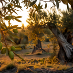 Olivos centenarios campo aragonés atardecer — Restaurante Casa Agustín